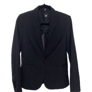 Tommy Hilfiger Women's Black and White Polka Dot Button-Down Suit Jacket
